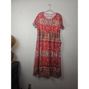 NWT Lakshmi XL Multicolor Boho Maxi Dress With Pockets